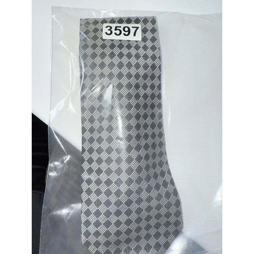Lauren Ralph‎ Lauren Vintage Silk Tie Gray/Black Geometric Diamond RLL